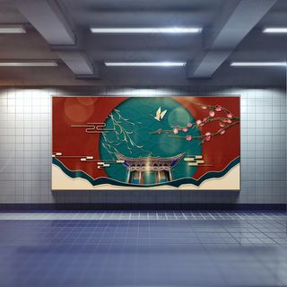 中国风国潮展板背景psd分层模板