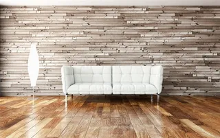 靠木板墙放着的沙发等摄影高清图片