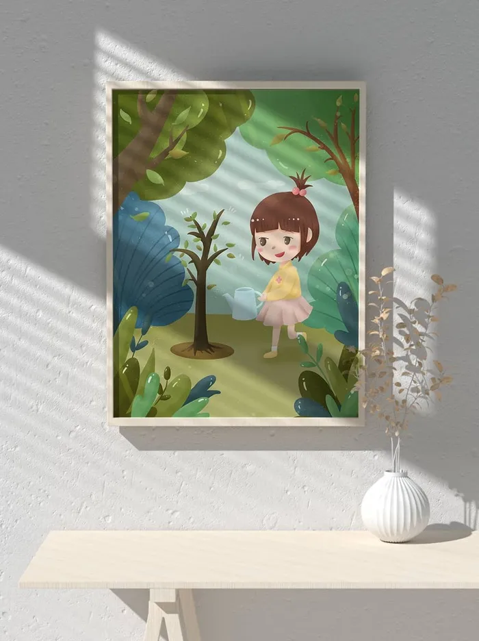 绿色创意公益植树节卡通312保护环境宣传插画