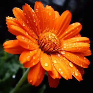 橘色雏菊细节特写摄影图