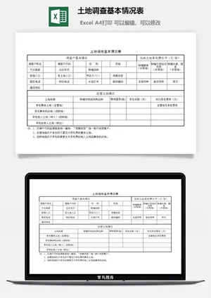 土地调查基本情况表excel模板