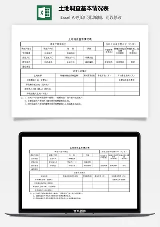 土地调查基本情况表excel模板