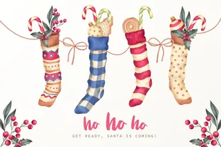 圣诞节圣诞树圣诞老人闪亮装饰电商促销折扣海报