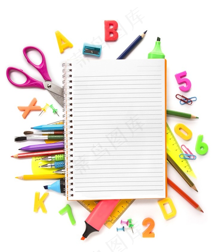 七彩文具高清素材摄影图片