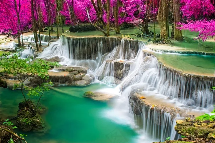 高清唯美层层瀑布风景图片