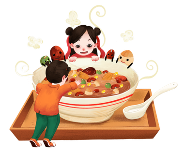 腊八元素-卡通腊八节腊八粥艺术字体八宝粥PNG免扣腊八海报装饰插画PNG素材