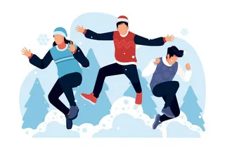 冬天服饰服装冬装穿冬装保暖冬季卡通人物男女装Ai矢量图片素材