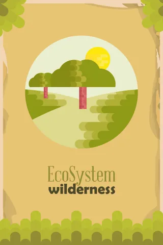 自然风景动物植物扁平矢量插画