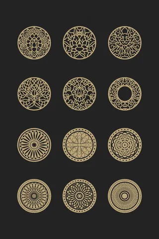 中式古典纹样免抠传统装饰花纹素材