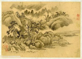 王翬山水册山下雅阁国画图片