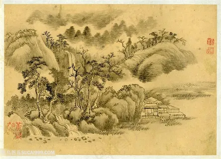 王翬山水册山下雅阁国画图片 王翬山水册山下雅阁国画图片