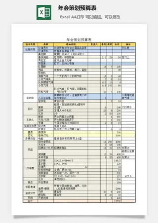 年会策划预算表