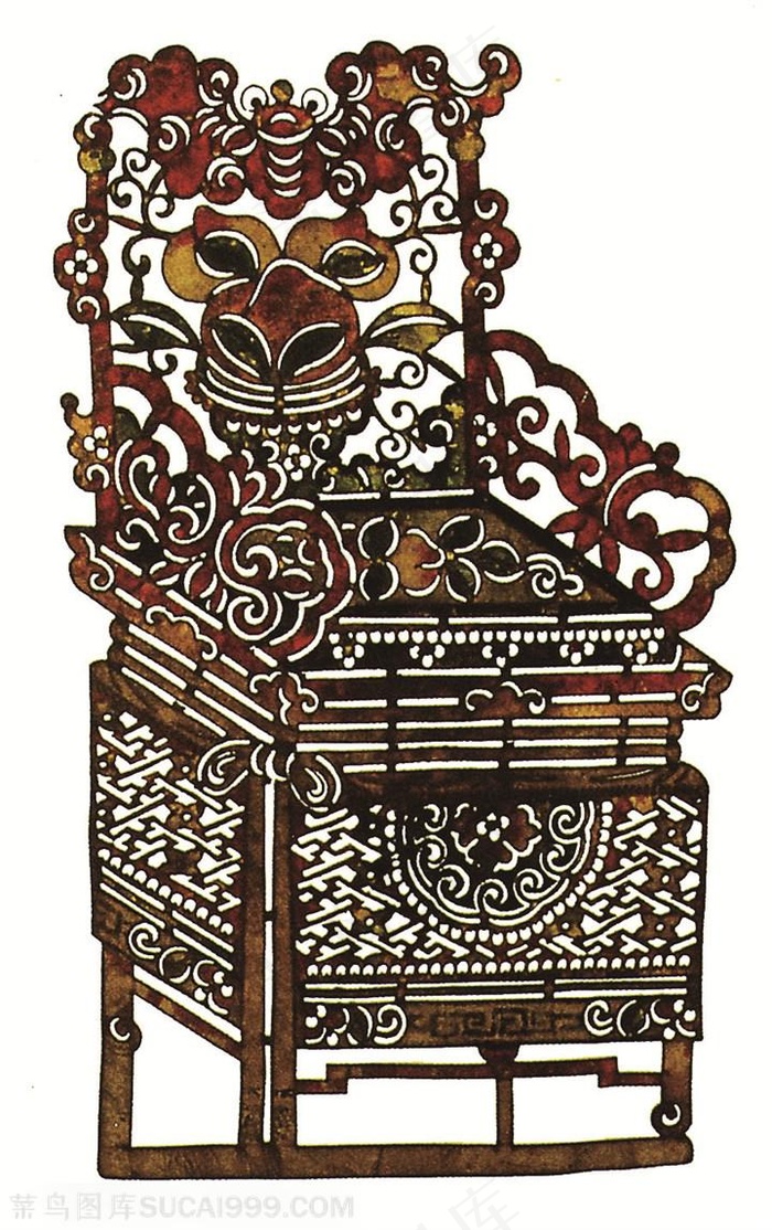 复杂花纹椅子皮影戏中国风图片