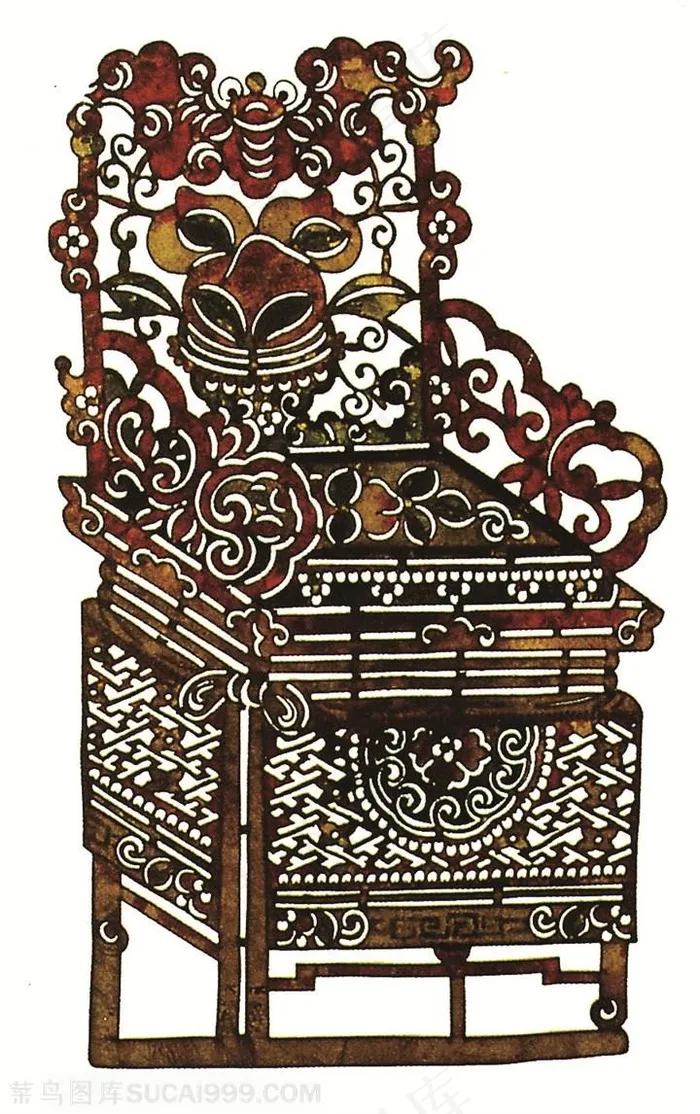 复杂花纹椅子皮影戏中国风图片