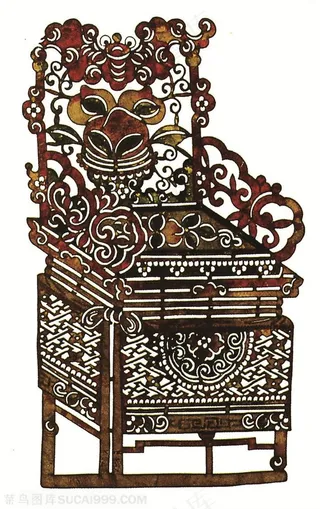 复杂花纹椅子皮影戏中国风图片