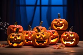 万圣节搞怪南瓜灯恐怖夜晚摄影图