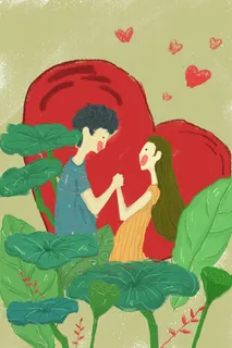 卡通温馨浪漫2月14七夕520情侣拥抱情人节主题插画海报PSD素材 卡通温馨浪漫2月14七夕520情侣拥抱情人节主题插画海报PSD素材