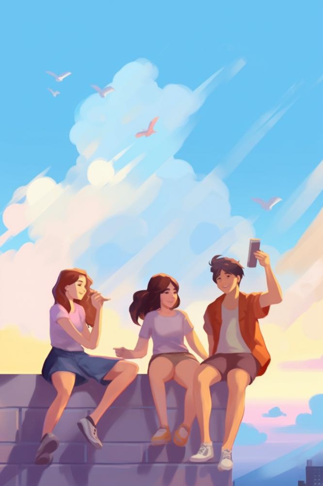 暑期少年毕业旅行插画背景(896x1344)