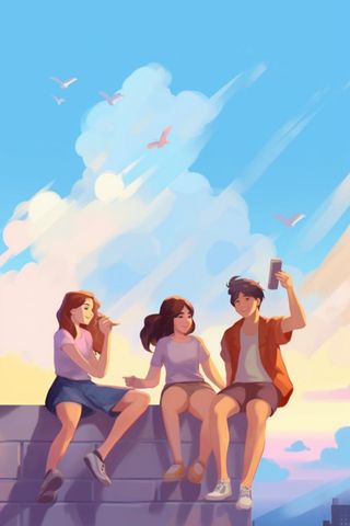 暑期少年毕业旅行插画背景