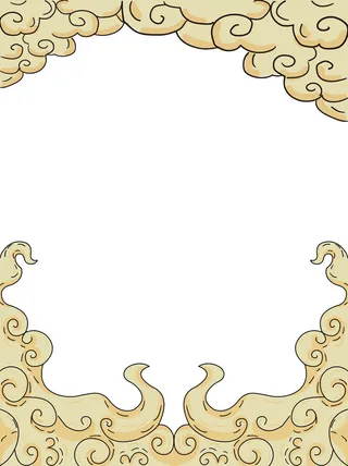 中国风国潮祥云插画手绘云彩图案海报云层装饰背景PSD设计素材