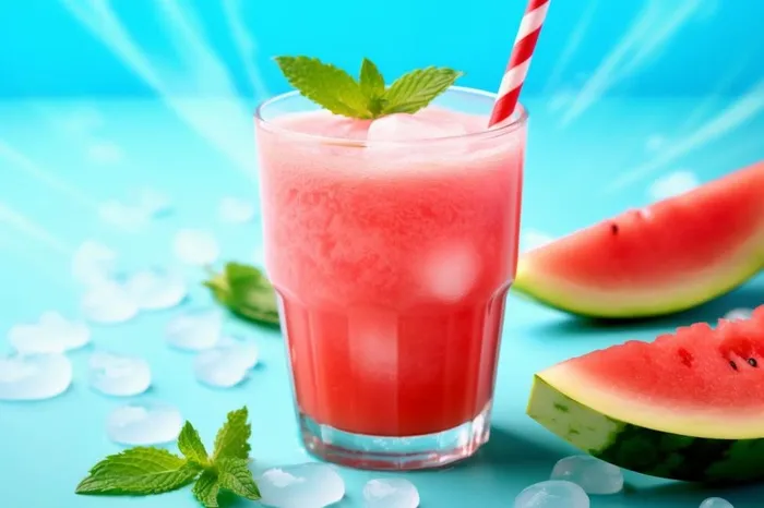 西瓜汁清爽薄荷背景(1344x896)