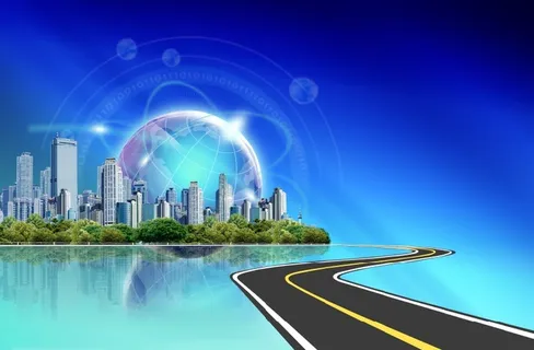 现代城市蓝天背景墙