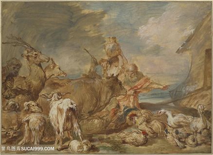 羊家禽农夫装饰画