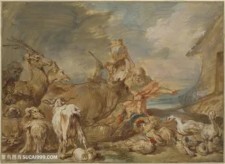 羊家禽农夫装饰画