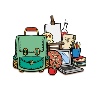 书本文具卡通简笔电脑篮球少儿兴趣班