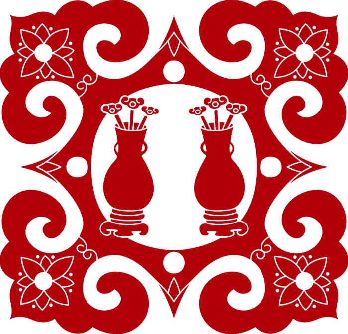 红色喜庆简约风传统吉祥纹样纹路纹理免扣PNG素材图片 (3)