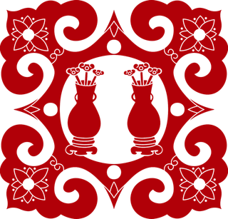 红色喜庆简约风传统吉祥纹样纹路纹理免扣PNG素材图片 (3)