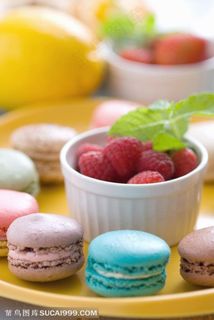 甜品店广告素材 水果味奶油夹心马卡龙