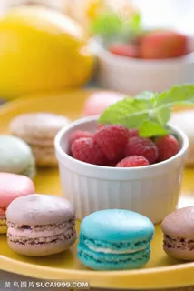 甜品店广告素材 水果味奶油夹心马卡龙