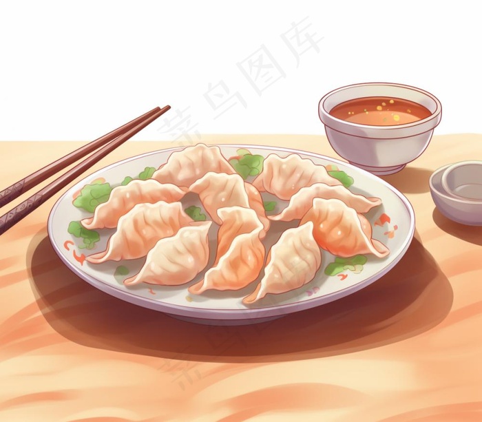 美味的饺子食物卡通插画背景(1168x1024)