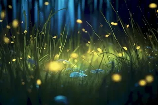 夜晚萤火虫草丛背景