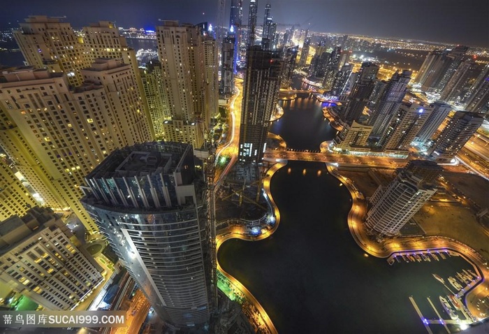 繁华的夜景鸟瞰高清图片