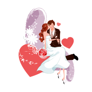 婚纱卡通人物婚礼白纱结婚婚纱摄影手绘