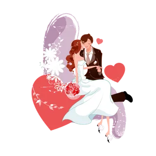 婚纱卡通人物婚礼白纱结婚婚纱摄影手绘