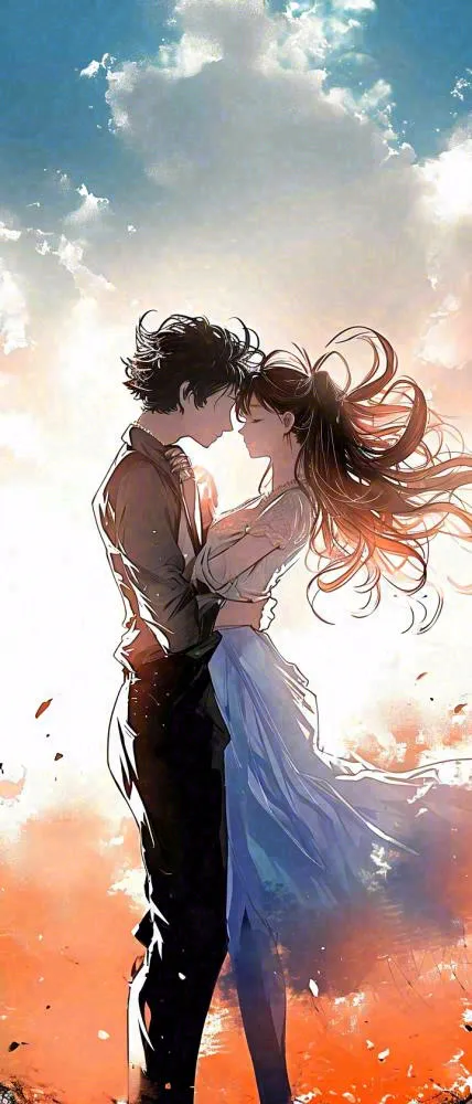 情人节情侣海上拥吻亲吻，爱情唯美落日海景(720x1680)