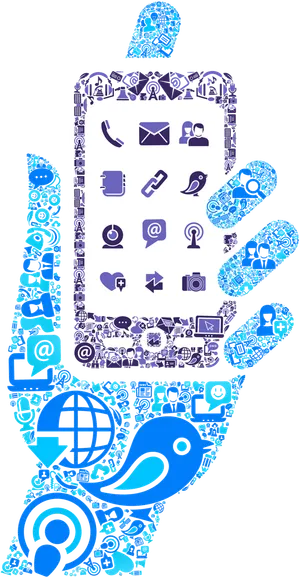 智能手机蓝色填充科技kv主视觉素材