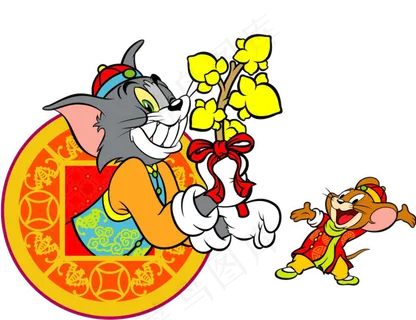 新年彩色动漫猫和老鼠图片