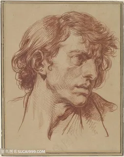 男士侧脸肖像素描挂画手绘插画 男士侧脸肖像素描挂画手绘插画