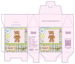 包装盒礼品卡通卡扣盒展开刀板图