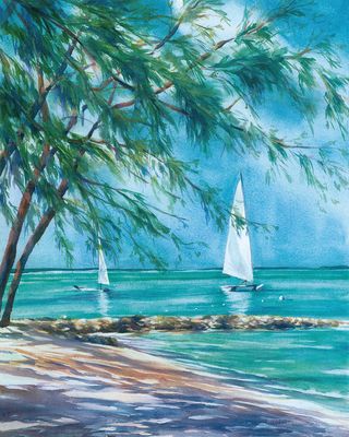 海景帆船油画风景画