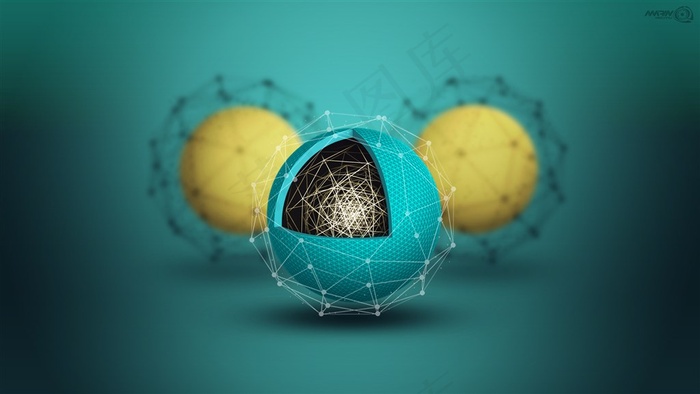 绿色背景的3D球形设计
