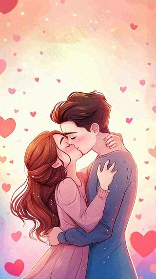 简约渐变浪漫爱心情侣情人节温馨爱情