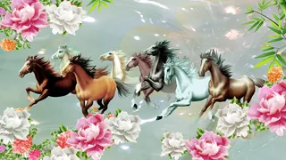 玉雕牡丹花马到成功背景墙