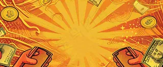 红黄渐变放射形状，金黄背景