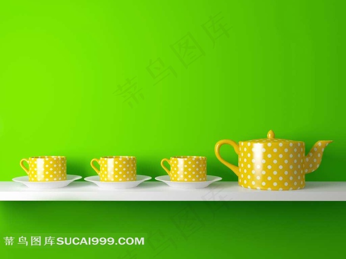黄色茶具套装图片