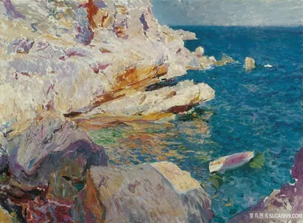 海边岩石风景画油画 海边岩石风景画油画